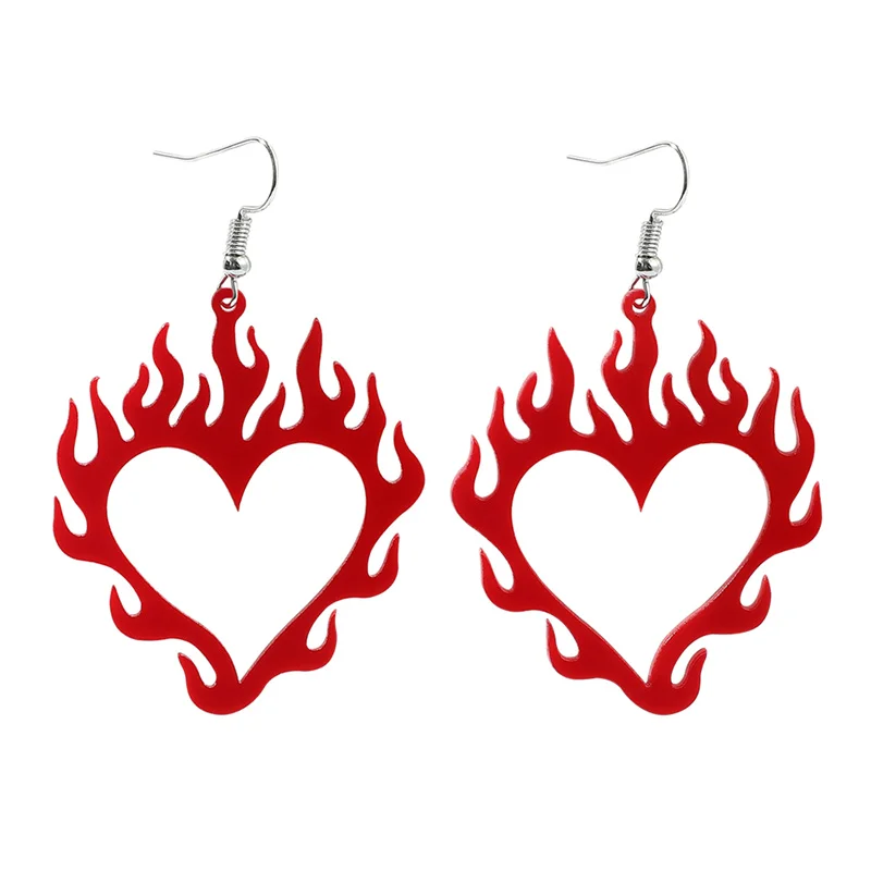 أقراط أكريليك مجوفة للنساء ، أقراط بوب لطيفة ، لهب...