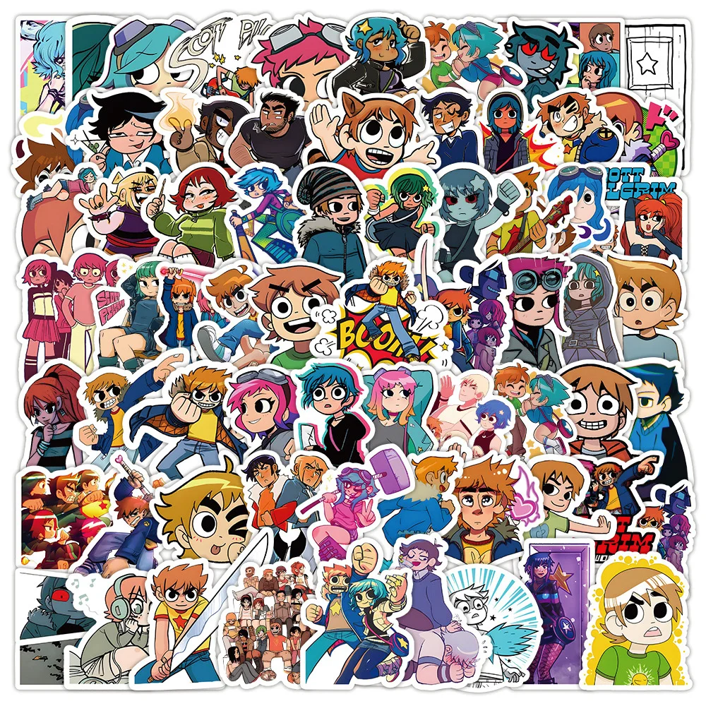 

10/30/50/100pcs Cute Scott Pilgrim Anime Stickers Cool Cartoon Sticker for Kids Toy Diary Skateboard Phone Guitar Graffiti Decal