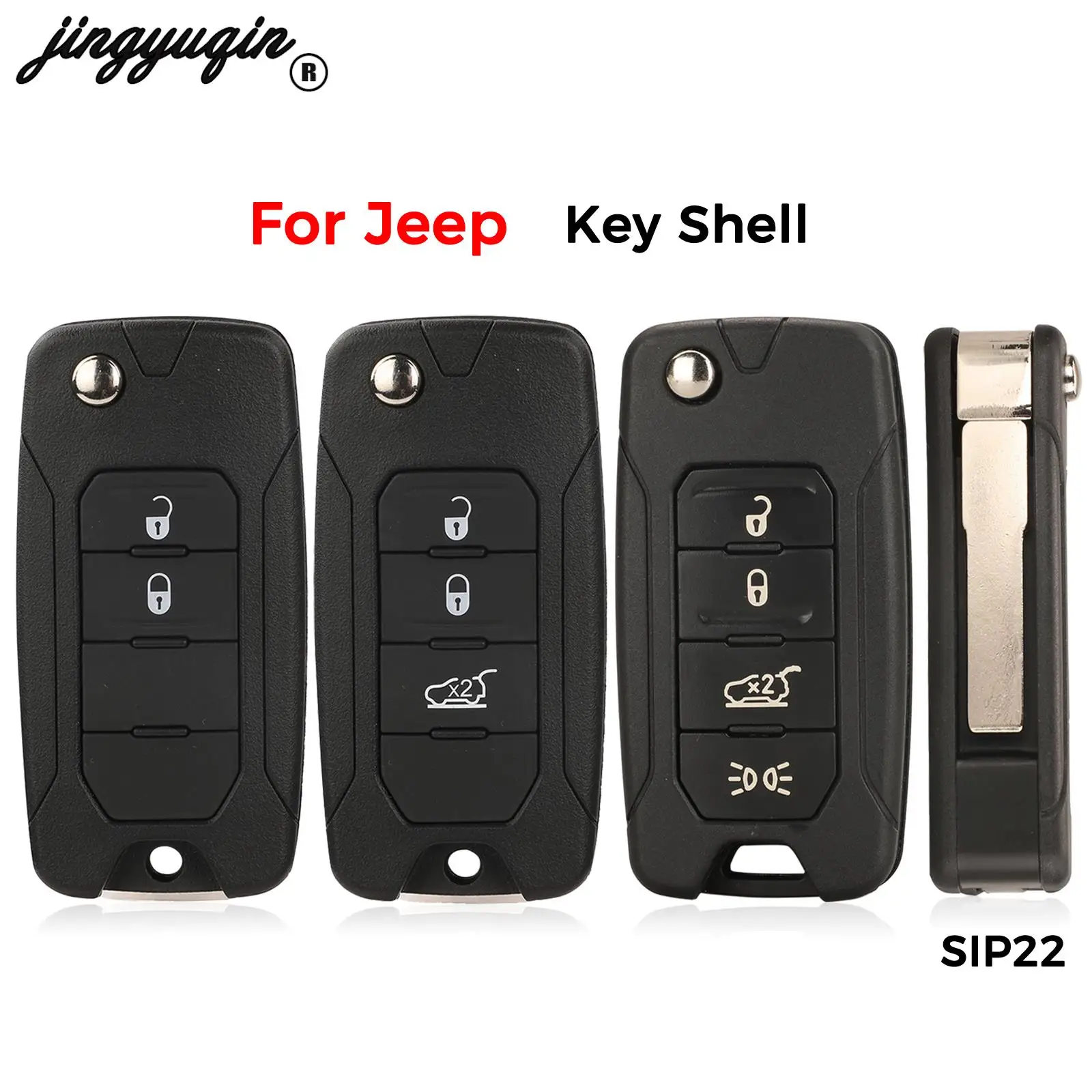 Jingyuqin 2/3/4 ปุ่มสําหรับ Jeep Renegade เข็มทิศ Patriot Liberty 2015 2016 2017 2018 Flip Remote Car Key กรณีเชลล์ SIP22 ใบมีด