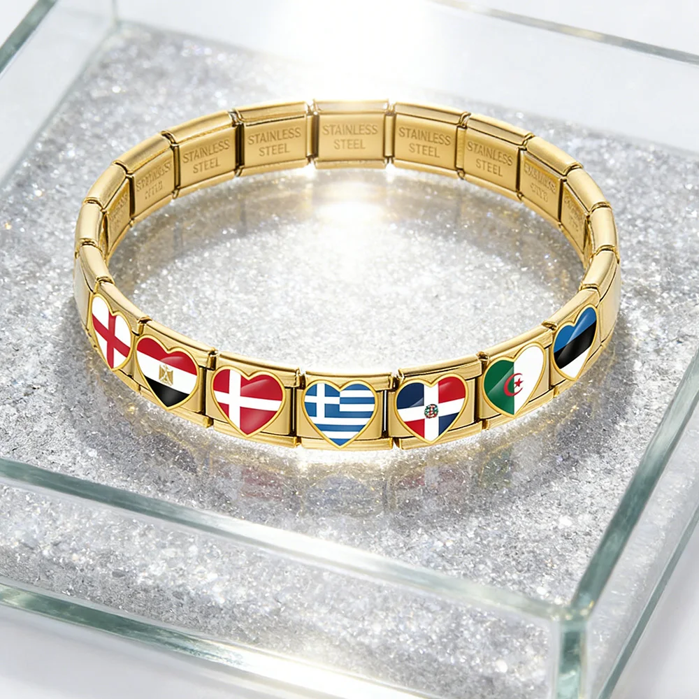 Mode Bunte Liebe Herz Stern Mond Kreuz Italienischen Link fit 9mm Edelstahl Armband DIY Charme Schmuck Machen Zubehör – Detail 5