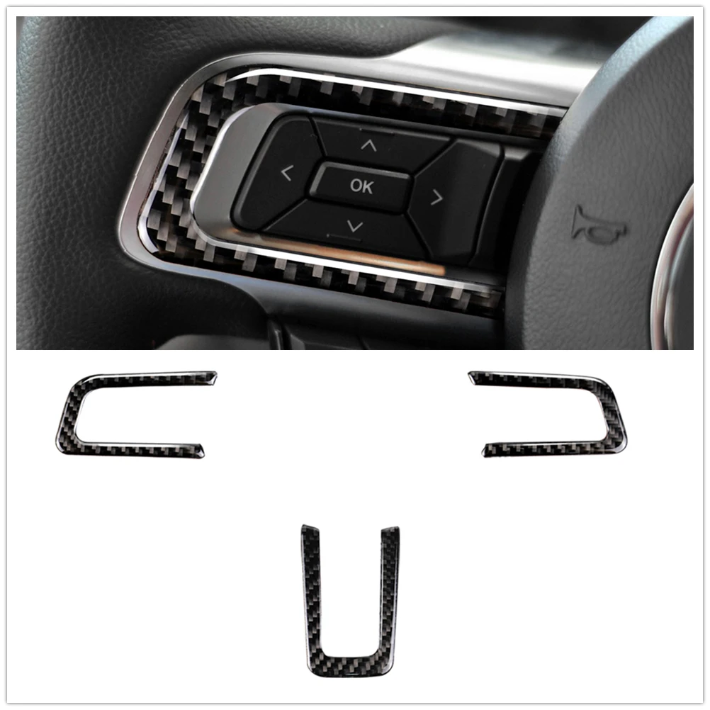 

Carbon Fiber Interior Steering Wheel Cover Trim For Ford Mustang 2015-2023