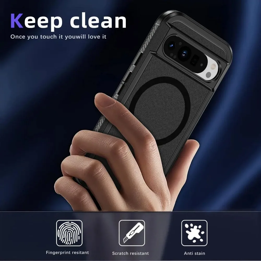 Shockproof Military Grade Armor MagSafe Case with Magnetic Charging and Rugged Bumper Back Cover
