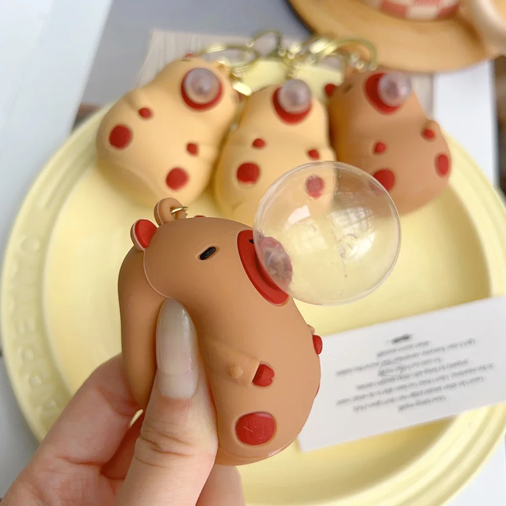 Cute Capybara Squeezes and Spits Bubbles To Decompress The Key Chain Toys Children's Schoolbag Doll Pendant Jewelry Key Chain 5