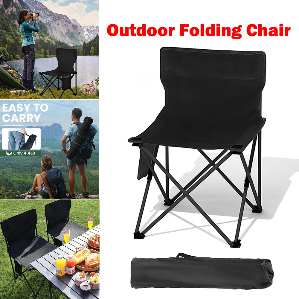 New Outdoor Foldable Chair Camping Chair with Side Pocket Picnic Oxford Cloth Chairs Portable Beach Fishing Chairs Outdoor Chair