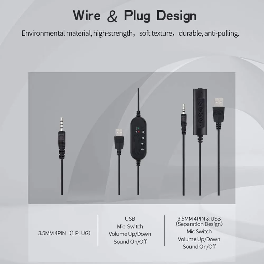 3.5mm/USB Computer Headset with Noise Cancelling Microphone Chatting Network Teaching Video Conferencing Stereo Wired Headset 3