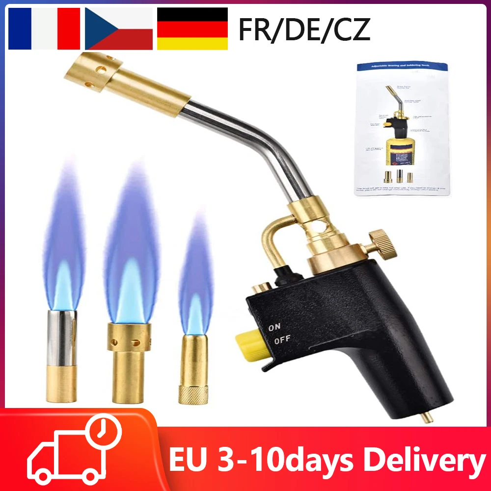 Propane MAPP Welding Torch With 3 Nozzles Welding Gas Trigger-Start Torch Swirl Flame Tip For Soldering And Brazing Applications
