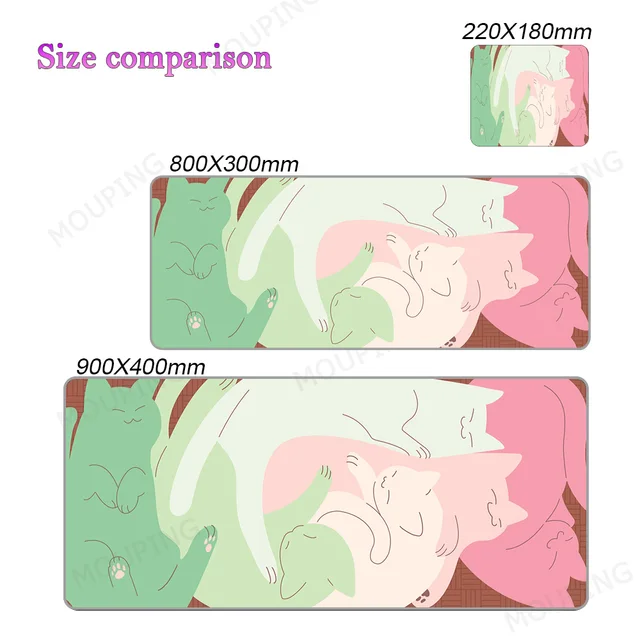 Kawaii Cat Mouse Pad Pink 90x40 Black and White with Cats Xxl Desk Mat Catpaw Mousepad Large Computer Slipmat Anime Accessories 22