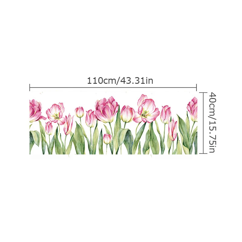 Description Picture 3 of item1pc Floral Window Film France Style Pastoral Blossom Glass Sticker Static Cling Decorative Decal Bedroom Living Room Decor Mural