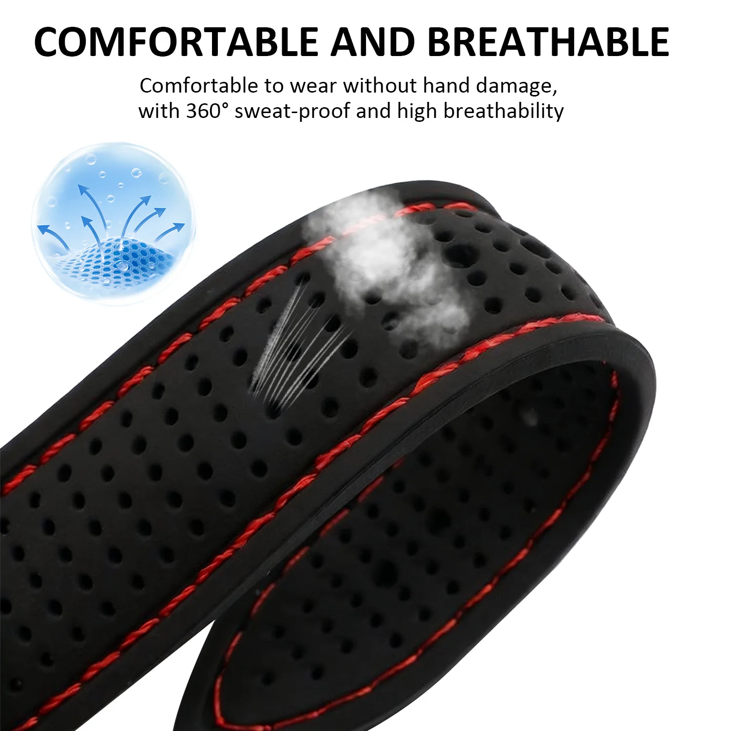 Silicone Butterfly Buckle Breathable Watch Strap Replacement