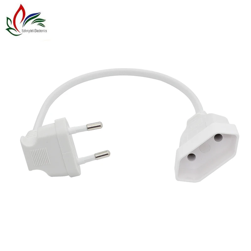 

1PCS EU Power Adapter Cord,90 Degree Angled European Round 2Pin Male to Female Plug Power Cable For UPS PDU 0.3M/0.6M/1.8M