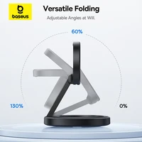 Baseus Qi2 15W Foldable Wireless Charger Stand Magnetic Adjustable Viewing Angle For iPhone 16 15 14 13 AirPods 2nd 3rd Gen Pro - Image 4