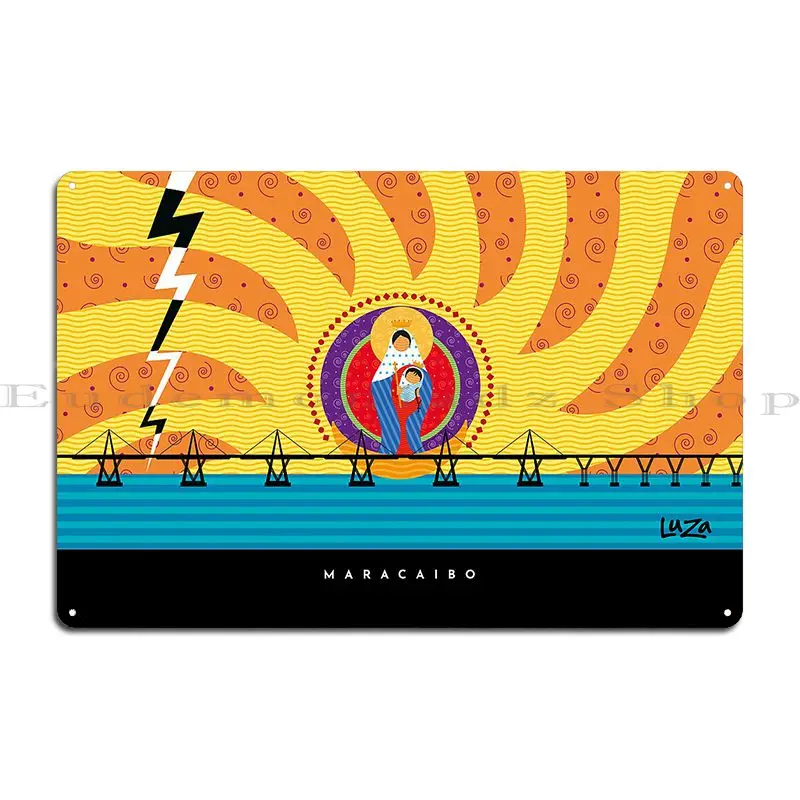 Maracaibo Illustration Metal Signs Design Pub Wall Decor Party Club Venezuela Maracaibo lake Retro Tin Sign Poster