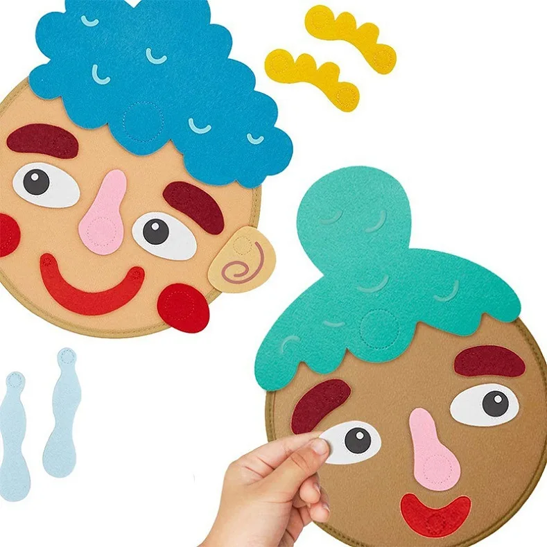 Children's DIY Emotion Stickers Early Education Emotion Expression Learning Game Felt Face Toys