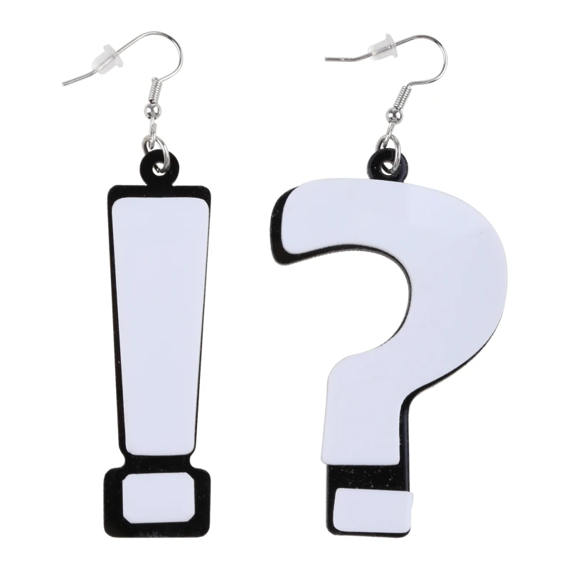 

Women Question Mark Exclamation Shape Earrings Black&White Studs Girls Birthday Party Jewelry Ear Accessories