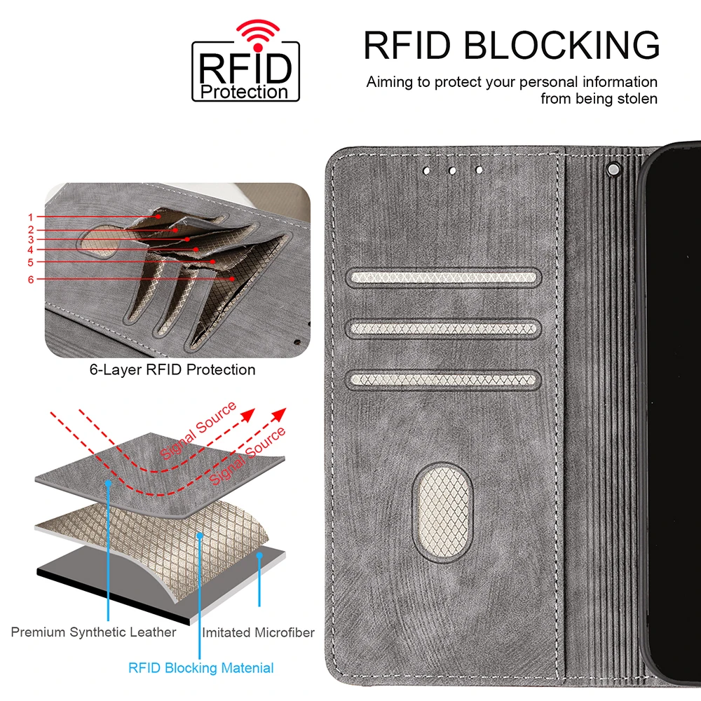 Luxury Flip Leather Wallet Case with Card Slots and Metal Buckle - Shockproof Design