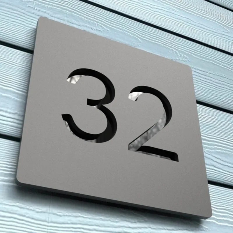 Personalised Modern Contemporary 3D Exterior House Numbers Sign Matte Black/Grey White Outdoor House Plate Door Number Plaque House Number Signs Door Signs House Numbers House Wall Plaques Number Plate