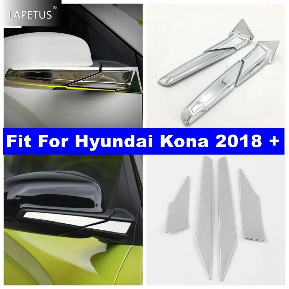 

Side Door Rearview Mirror Anti-rub Rubbing Strip Cover Trim For Hyundai Kona 2018 - 2023 Auto Silver Style Exterior Accessories