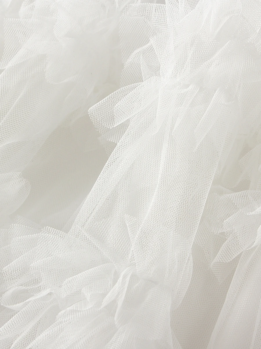 

Женская трапециевидная юбка миди с цветочным принтом, высокой талией, плиссированными оборками и сетчатым верхним слоем