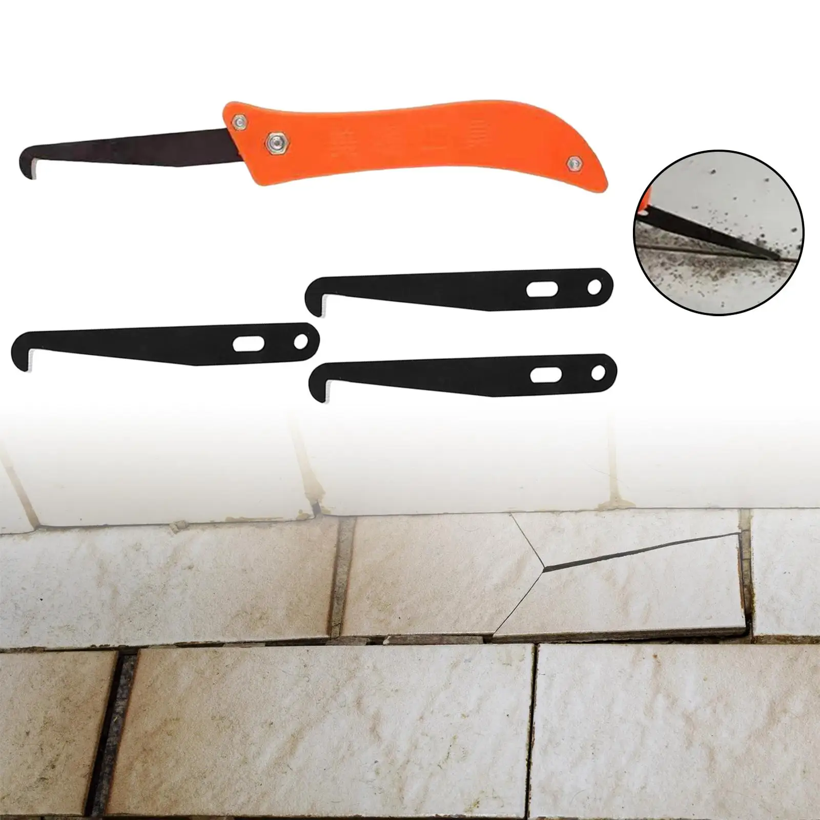 Grout Removal Knife with 3Pcs Blade Removal of Old Grout Tile Joint Scraping