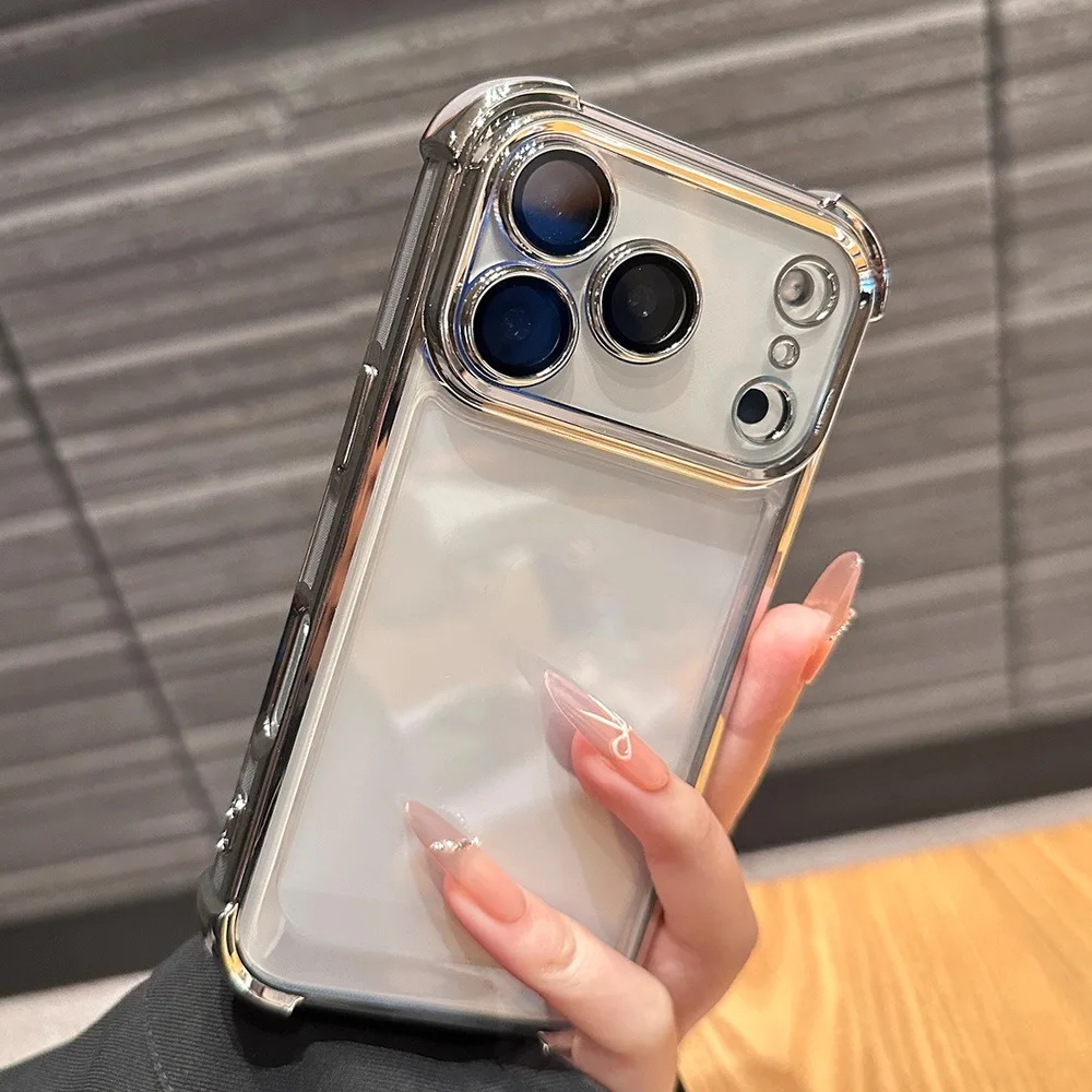 Premium Shockproof Transparent Phone Case with Luxury Plating Finish