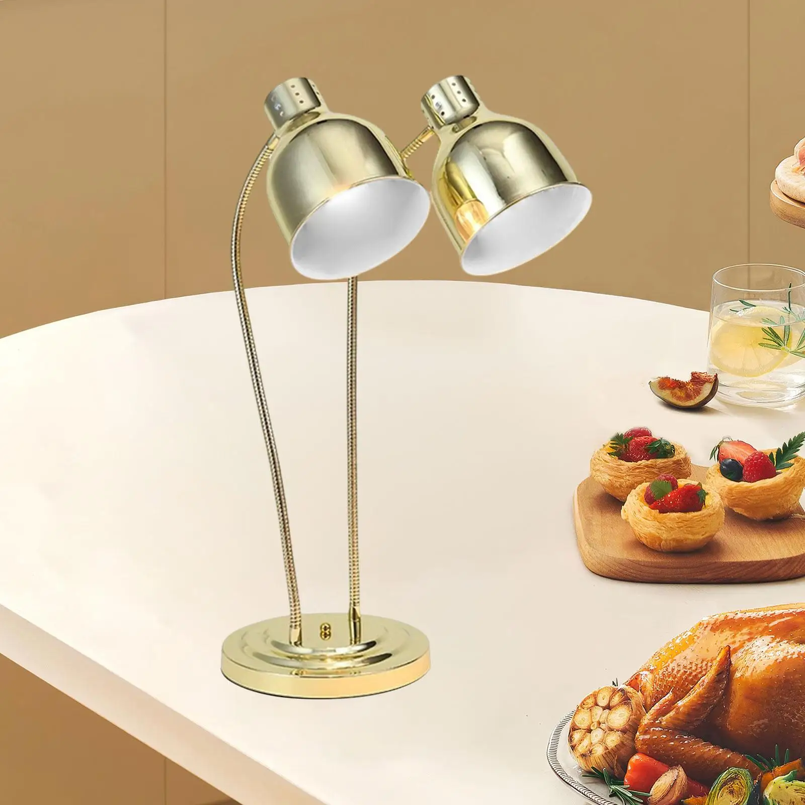 Food Heat Lamp Catering Heating Lamp Freestanding without Bulbs Food Warmer Lamp for Catering Fried Food Chicken Buffet Kitchen 4