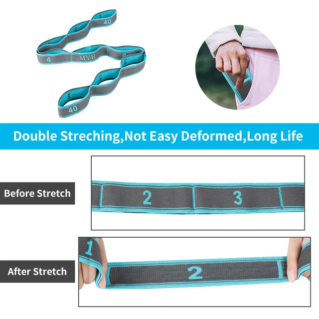 Elastic Yoga Stretch Strap with Loops 3