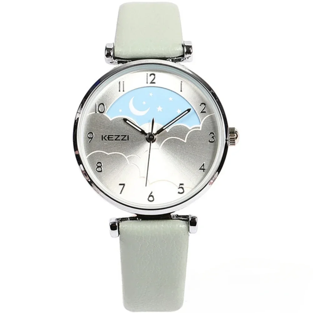 Women Watch Creative Sky Fashion Ladies Watch Star Moon Creative Dial Clock Leather Waterproof Belt Reloj Para Mujer Girls Gift