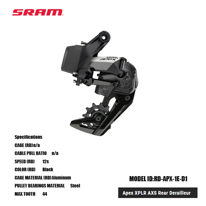 2023 Sram Apex Xplr Axs Deragliatore Posteriore Rd-Apx-1E-D1 12S 1X Specifico Per L'Uso Con 11-44 T Xplr, 10-44T Xplr E 10-36T Cassette