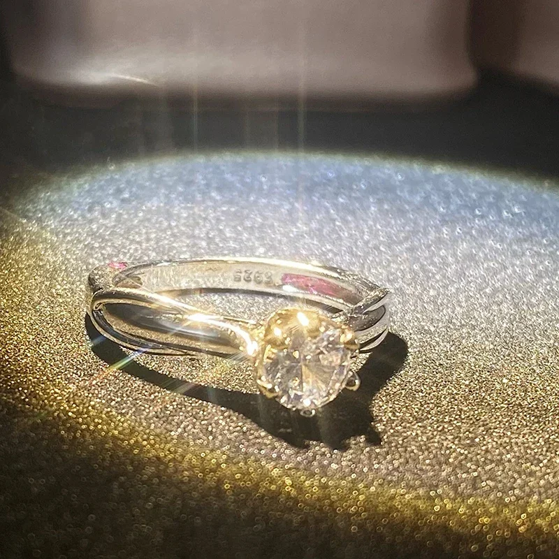여성을위한 순수한 925 은반지 보석이있는 천연 Moissanite 반지 아름다운 보석 커플 결혼식 액세서리 새로운 트렌드