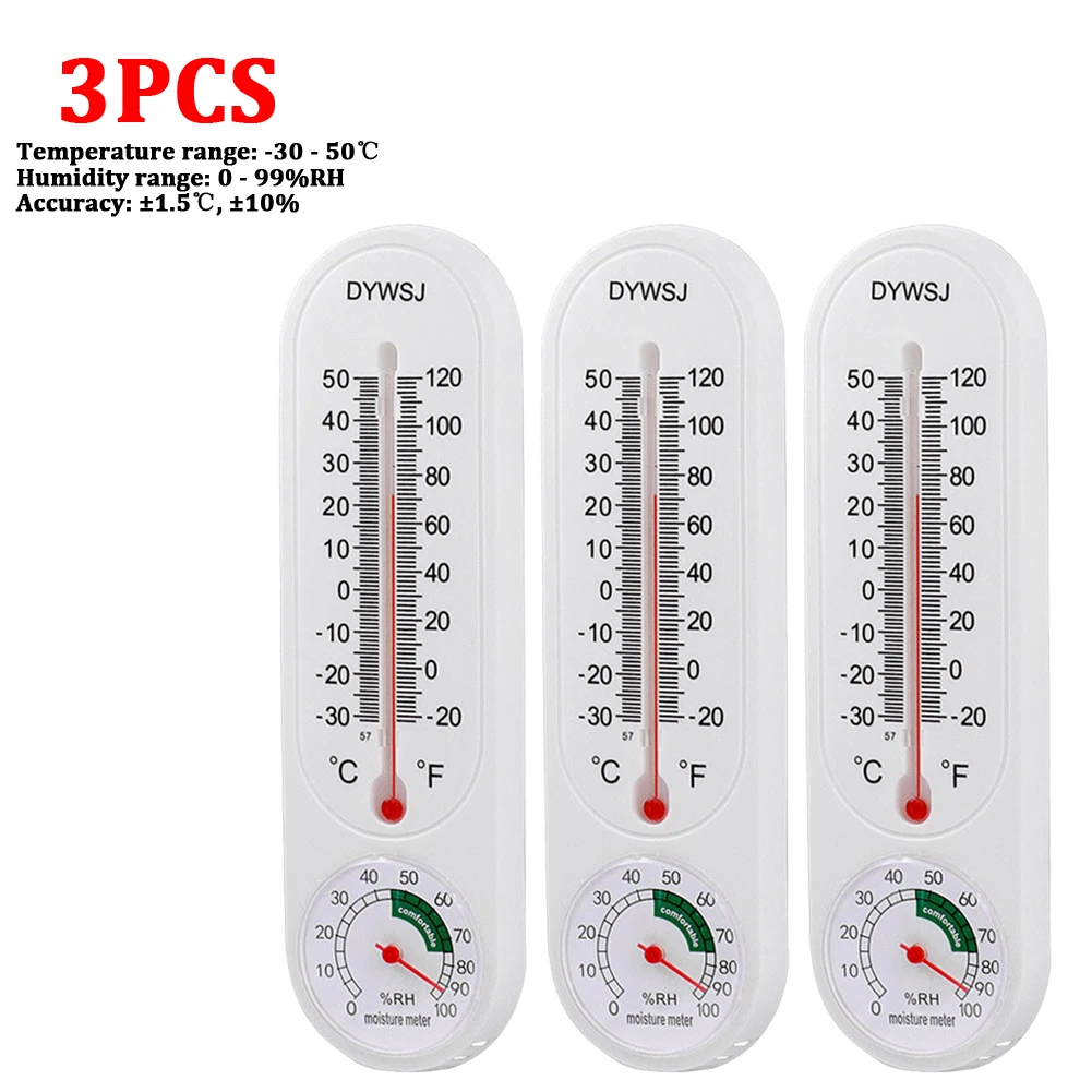 3PCS Wall Thermometer Indoor Outdoor Mount Garden Greenhouse Home