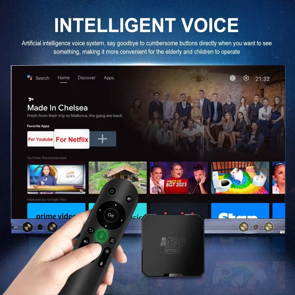 Reproductor Multimedia 4K para TV Box, dispositivo con Control de voz,  Bluetooth, ATV, Android TV Box M98 PRO Chip H313, Android 10, 2024 p,  última actualización de 1080 - AliExpress