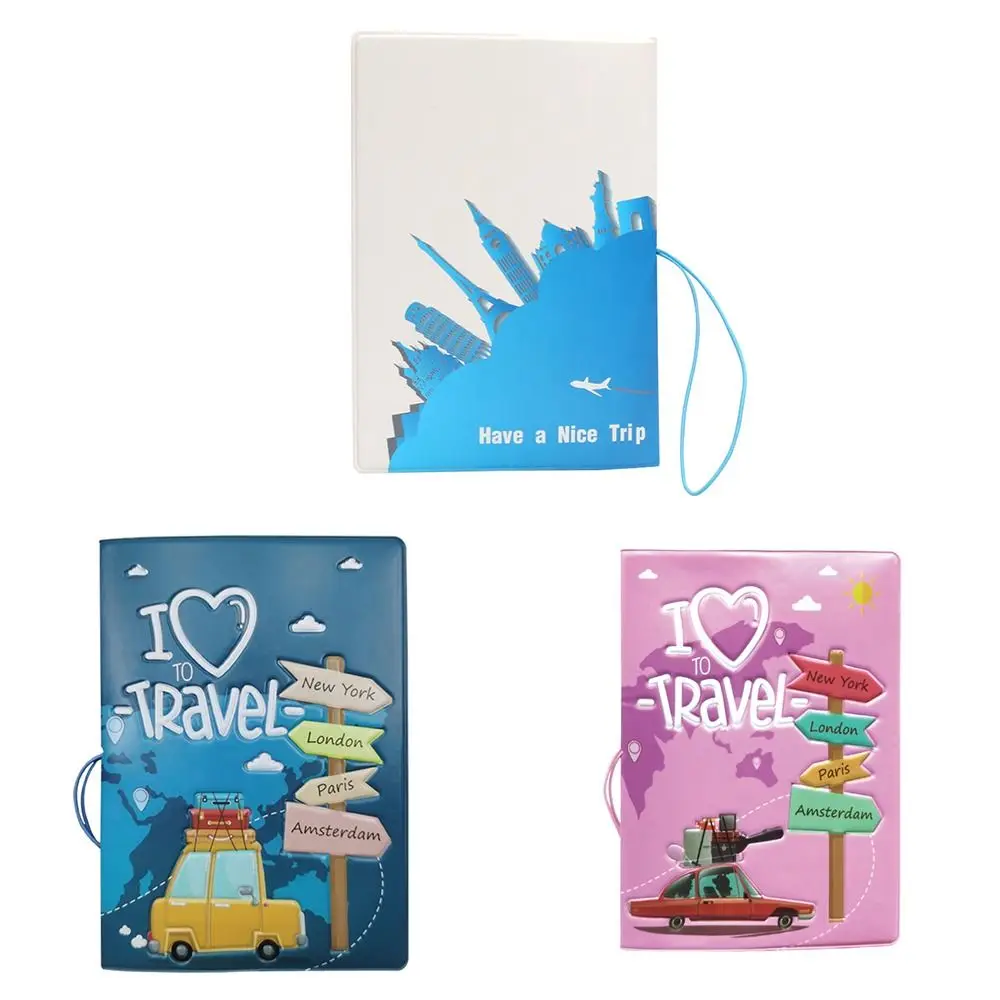 Cartoon Print PU Leather Passport Holder for Kids Adult Certificate Storage Bag Ticket Holder Card Case Travel Accessories