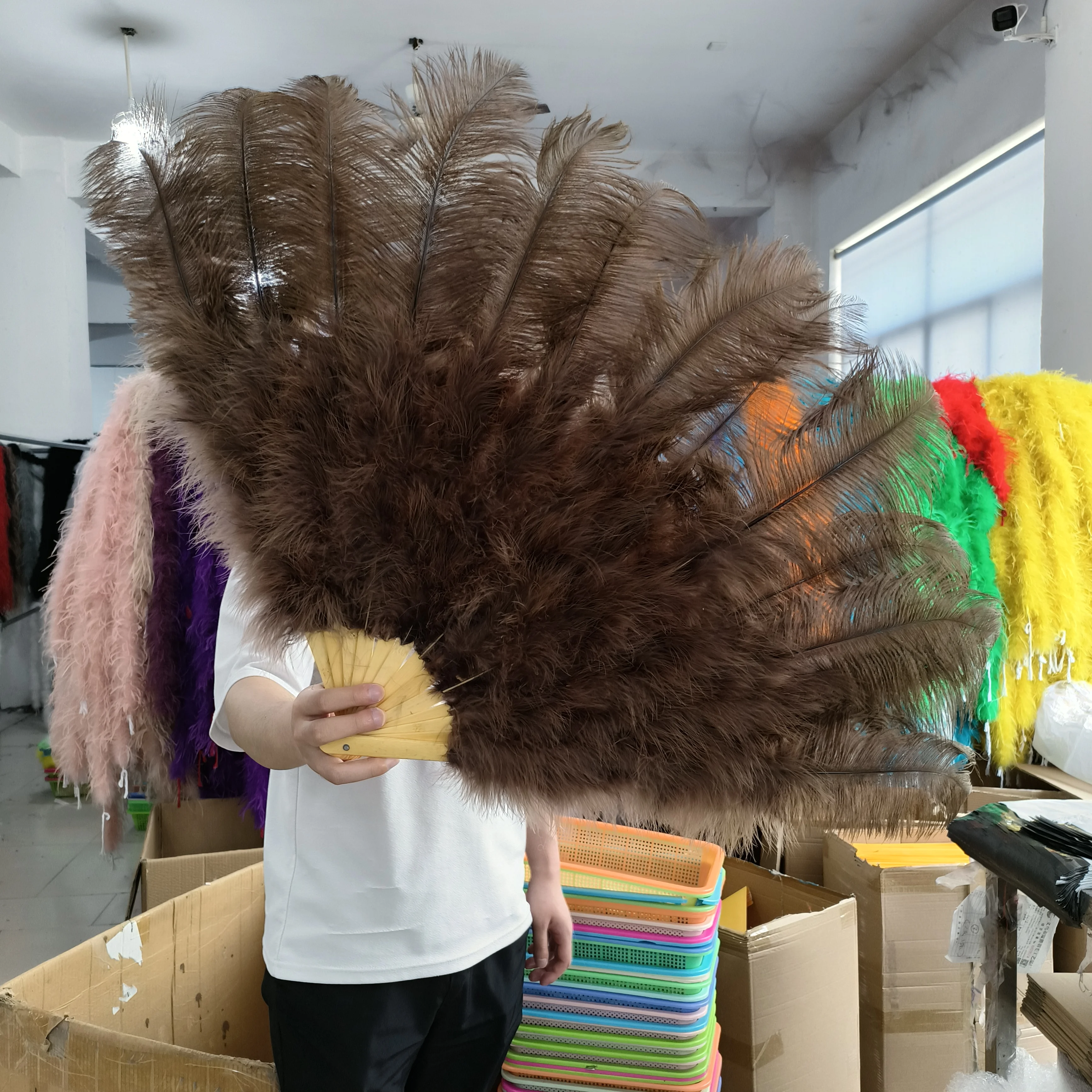 1/2 pezzi grande ventaglio di piume di struzzo rosa 100CM Lady