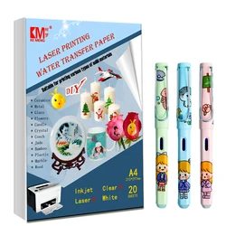 Printable Laser Decals Sticker Clear Transparent Transfer Film Paper Water Transfer Waterslide Paper For Pen Ceramic Glass