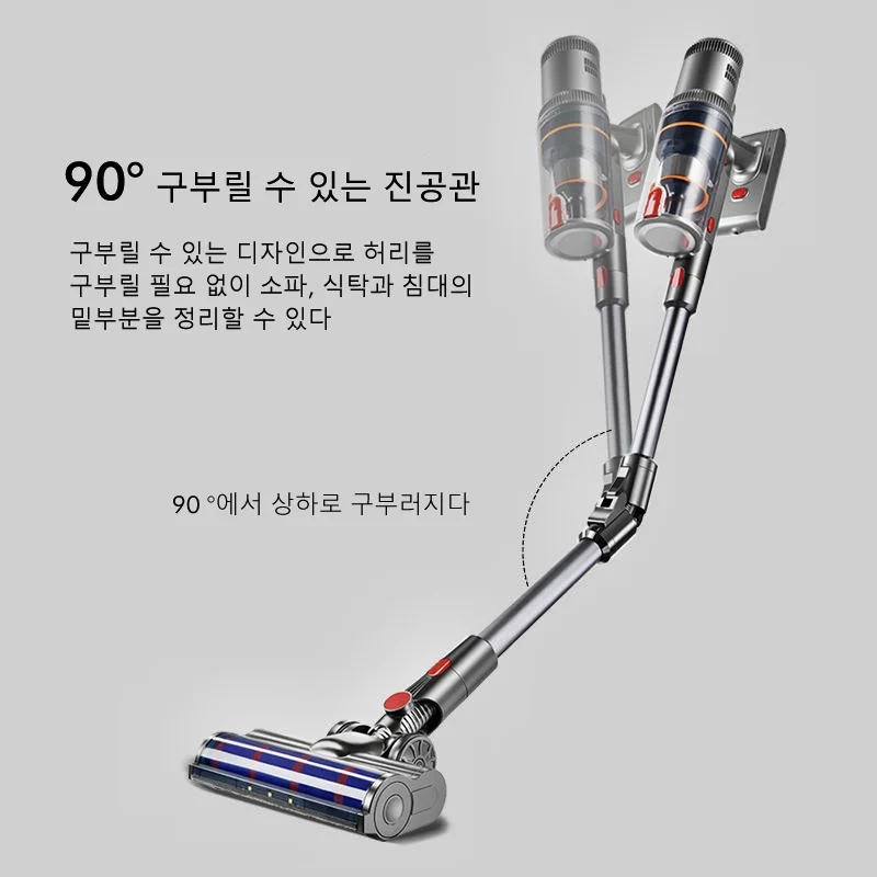 S16 무선 청소기 35kPa 450W 전원 6 in 1 LED 무선 청소기, LCD 스마트 스크린, 90° 접을 수 있는 55분 작동 시간, 휴대용 청소기