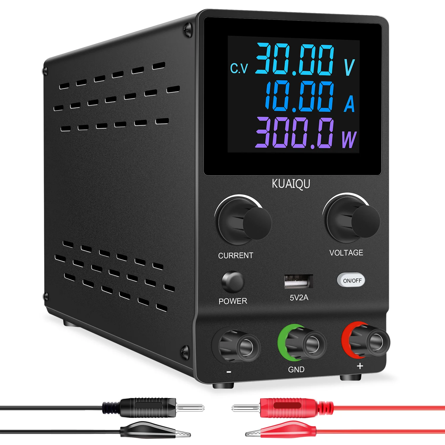 KUAIQU DC 랩 전원 공급 장치, 조정 가능한 미니 전원 공급 장치, LCD 컬러 디지털 스위칭 소스, 양극 산화 도금, 30V10A