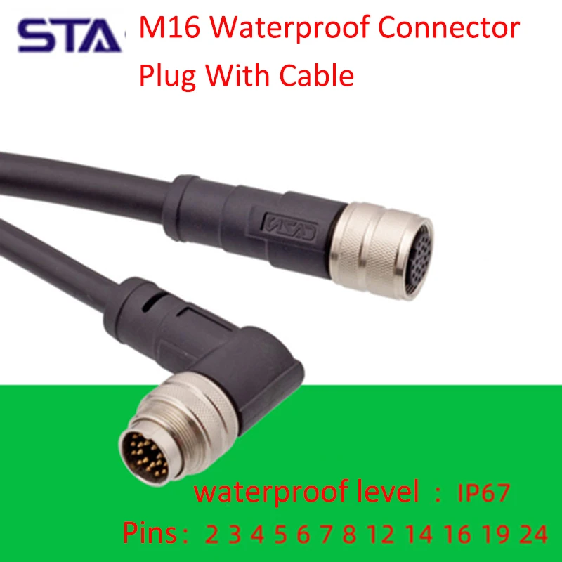 

M16 2P 3P 4P 5P 6P 8P 12P 14P 16Pin Waterproof IP67 Aviation Male Female Plug Formed shielded cable For Data And Telecom Systems