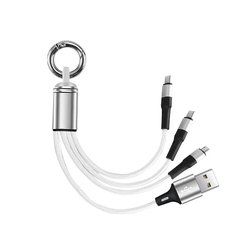 Compact USB Multi Charging Keychain: 3-in-1 Charger Cord
