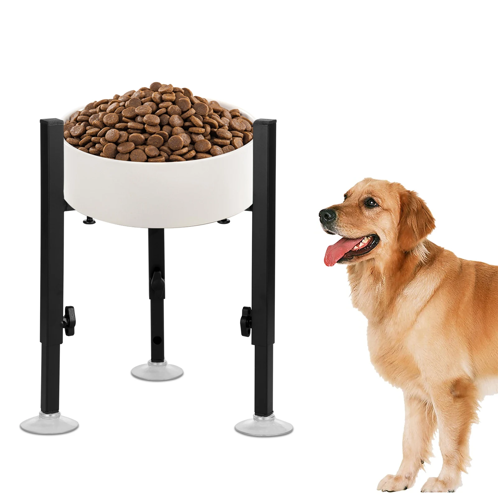 Metal Adjustable Elevated Dog Food Bowls Stand for Large Pets