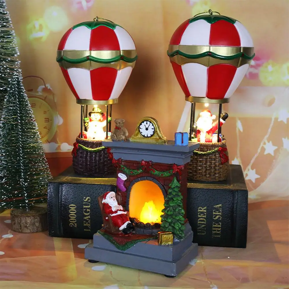 

Christmas Snowman Santa Hot Air Balloon Microlandscape Ornament With LED Light Christmas Decor For Home New Year 2024 Navid T0C4