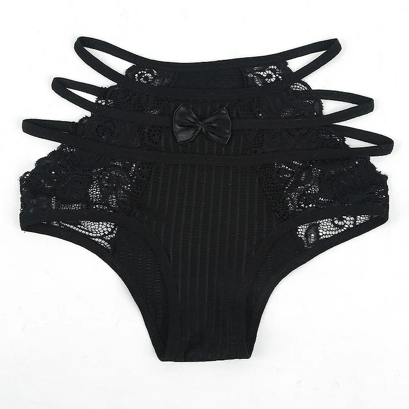 Women's Panties Sexy Lace Hollow Out Lingerie Breathable Ultra-Thin Underpants Lace Floral Comfortable High Waist Elastic Briefs - 6