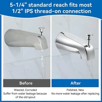Bathroom Tub Spout,5 1/4 Inches Reach Wall Front Mount With Shower Diverter 1/2In IPS Inside Thread Bathtub Faucet Spout 2