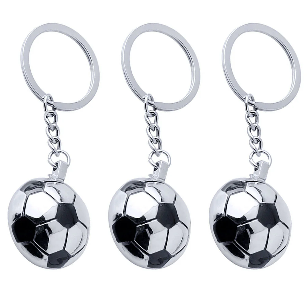 3 Pcs Sports Ball Football Keychain Memorial Gifts Soccer Ring Metal Party Favors