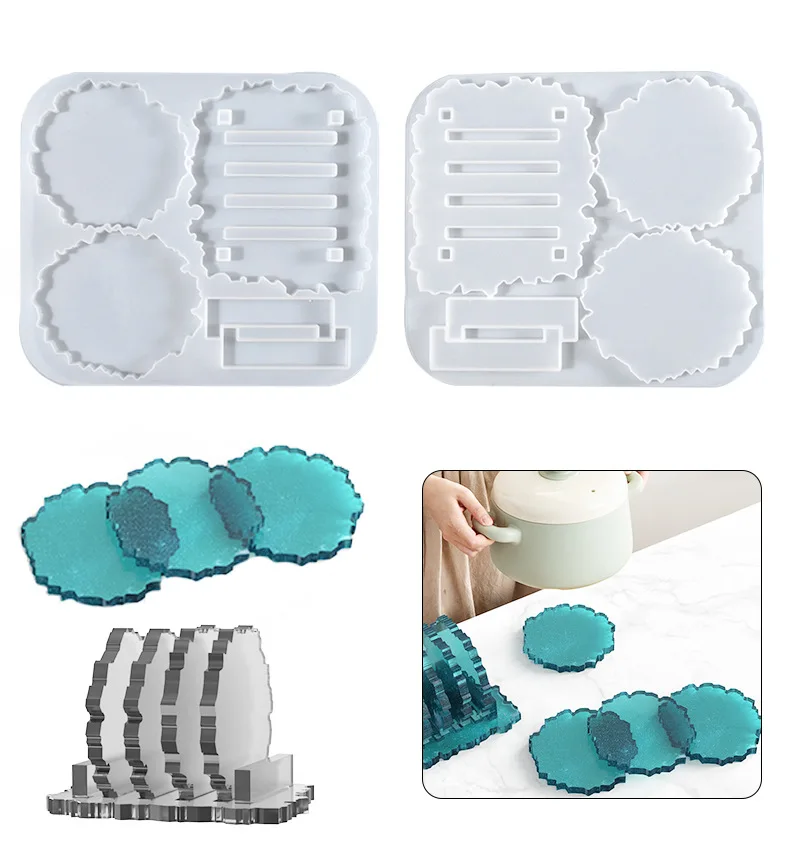 

1Set Coaster Silicone Mold Irregular Cup Tray DIY Crystal Epoxy Resin Casting Mold Creativity Teacup Storage Handmade Crafts