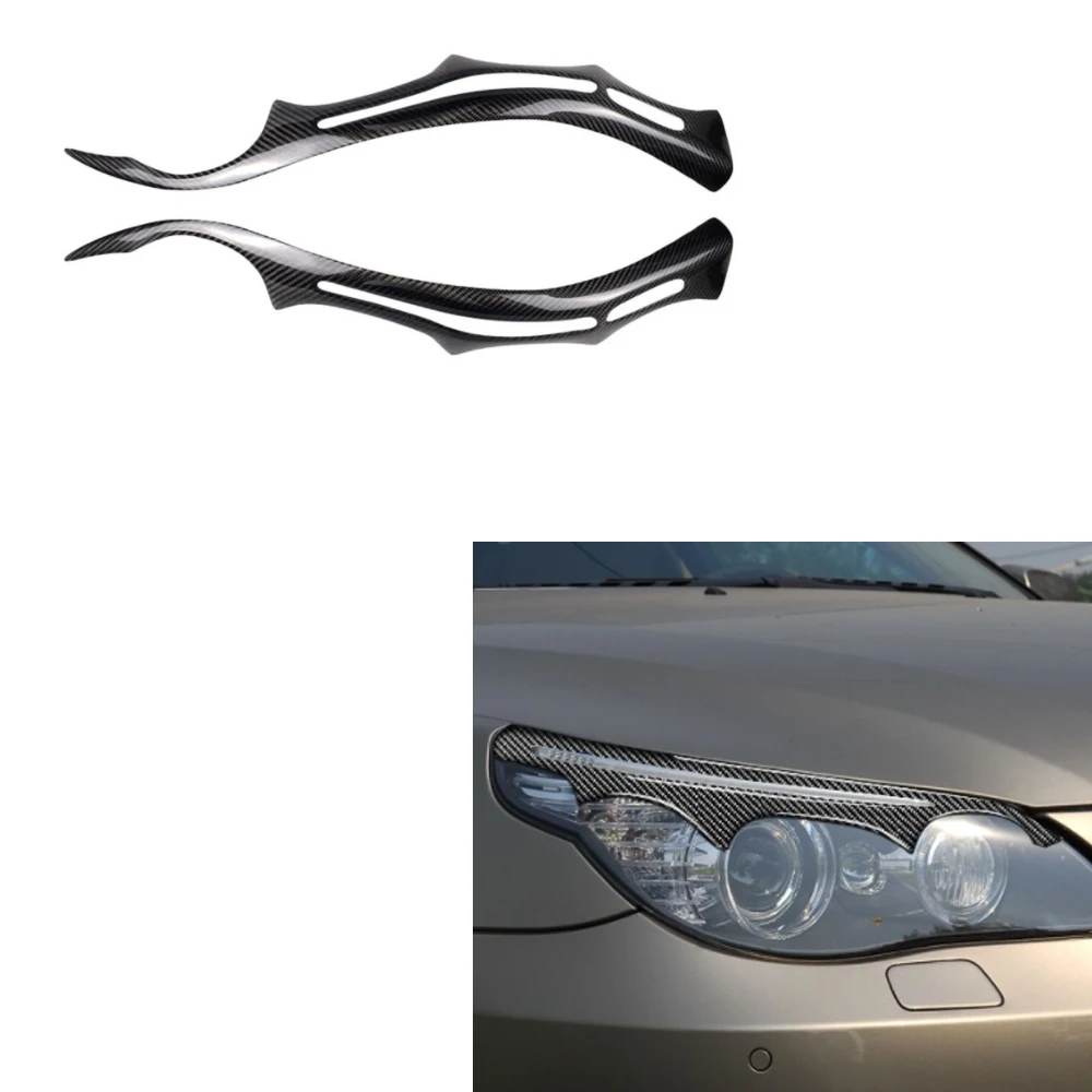 

For BMW E60 5 series 2004-2010 Carbon Headlights Eyebrows Eye Lids Cover Eyelash Headlamp Refit Stickers Tuning Car Accessories
