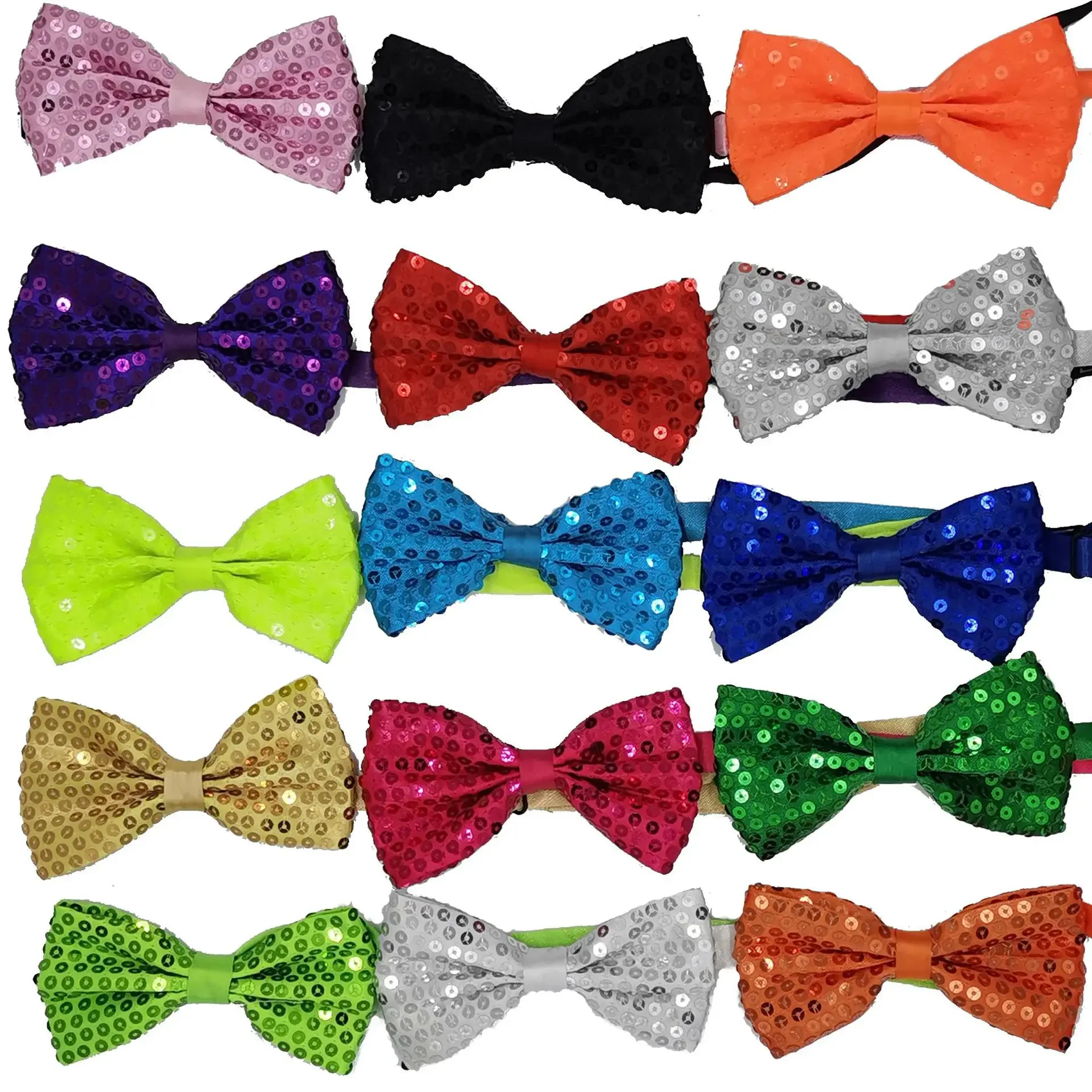 

Sequin Bead Necktie Bow Solid Color Tie Reflective Patch Bowtie Stage Performance Magic Performance Party Clothing Accessories