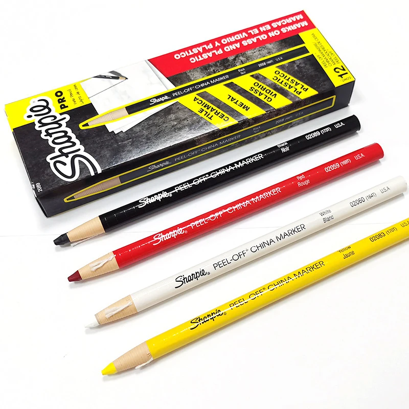  SHARPIE Peel-Off China Marker Grease Pencils, Black, Box of 12  : Black China Markers : Office Products