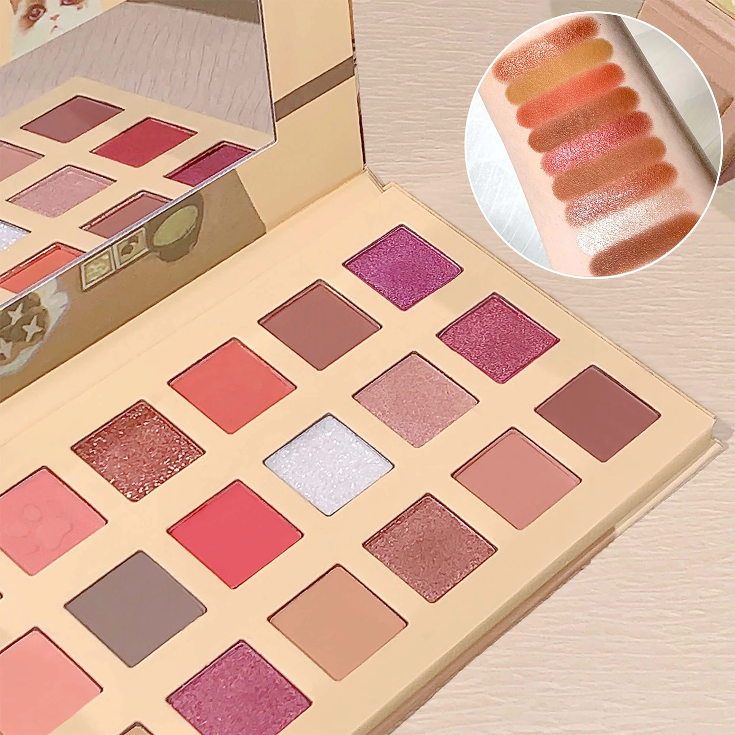18 Color Cat Eyeshadow Palette ins pearlescent matte affordable eyeshadow palette for students is suitable for newbies eye shadow eye shadow plate