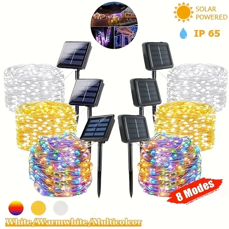 Solar String Lights 12/22/32M 300LED Solar Copper Wire Lamp IP65 Waterproof Fairy Lights For Christmas Wedding Party Decoration solar fairy lights solar lights