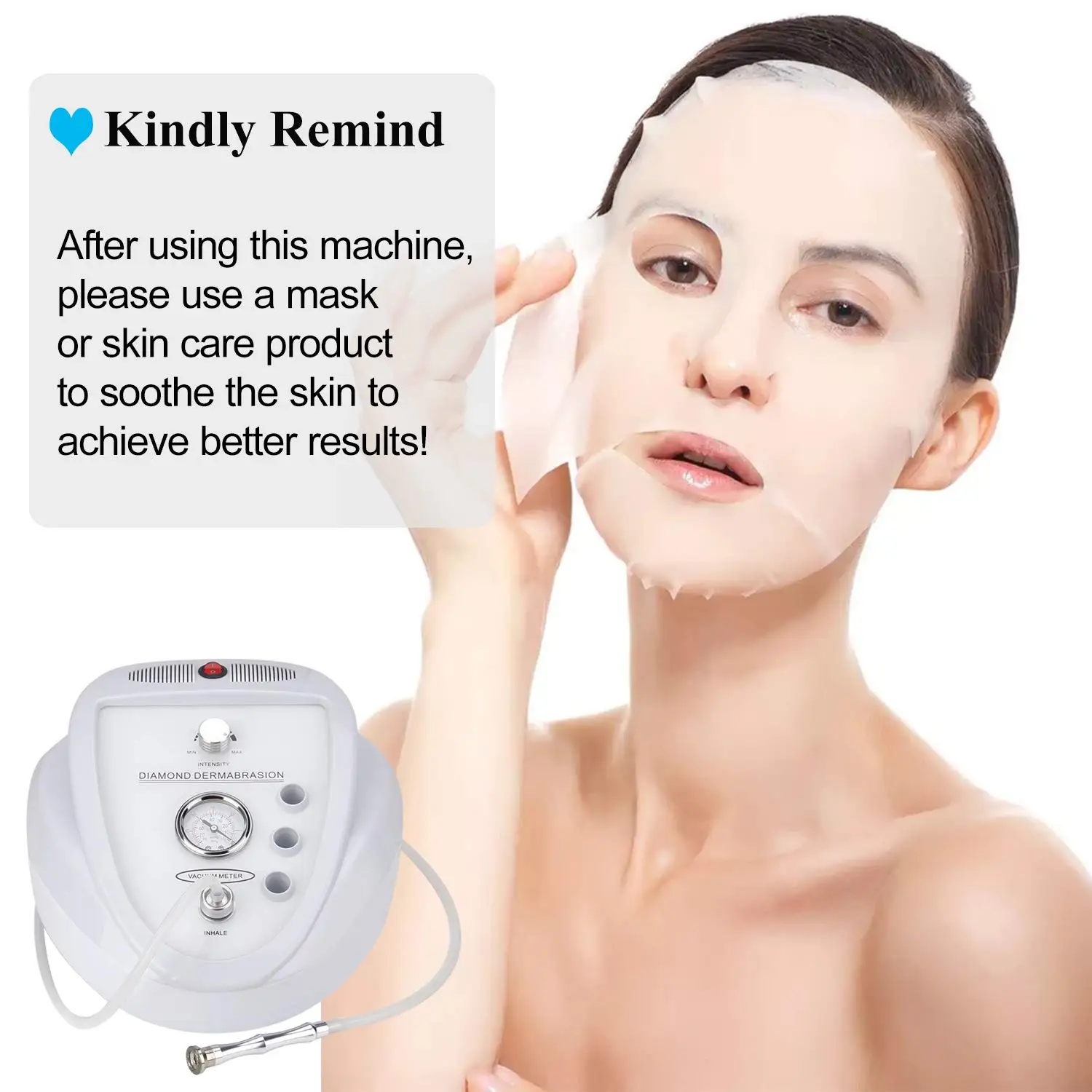 Diamond Microdermabrasion Machine, 65-68cmHg Suction Power Professional Dermabrasion for Skin Peeling Rejuvenation Lifti